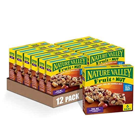 Nature Valley Chewy Fruit and Nut Granola Bars, Trail Mix, 7.4 oz, 6 ct (Pack of 12) 264717820