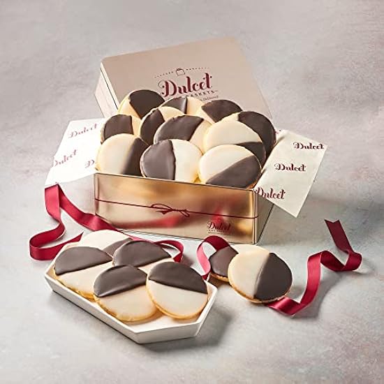 Dulcet Gift Baskets NY Style Black & White Cookies Favorite Gift Tin- Great for Celebrations Wishes for Men, Women, Girls, boys. 938967706